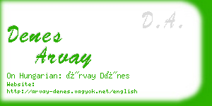 denes arvay business card